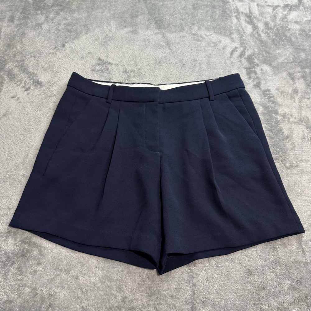 J. Crew Navy Blue Pleated Crepe Shorts Style A2658 Size 6 Preppy Classic Office